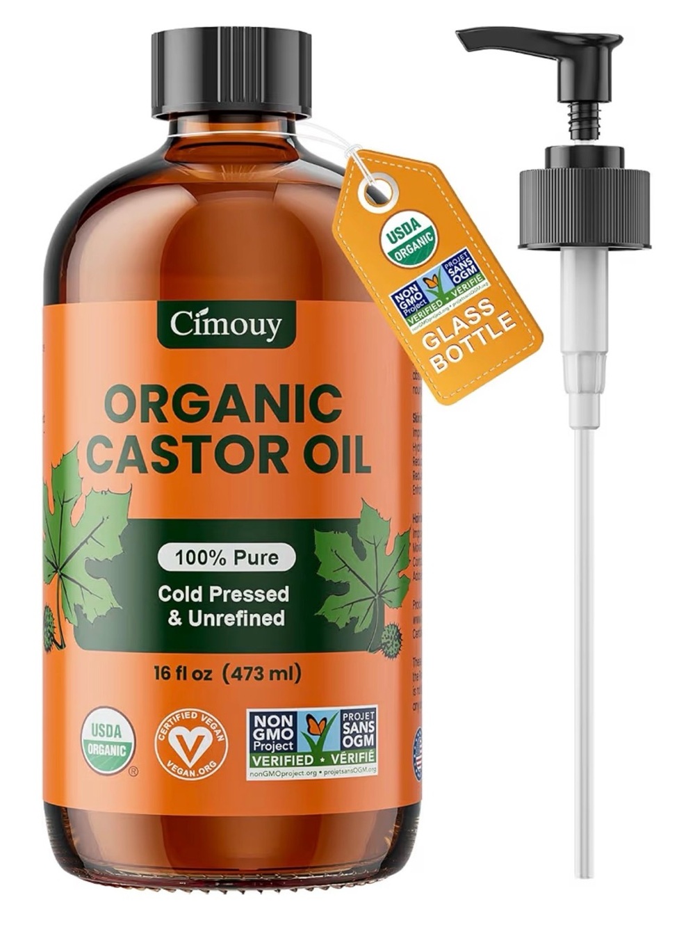 Organic Castor Oil - 16 fl oz - Orange
